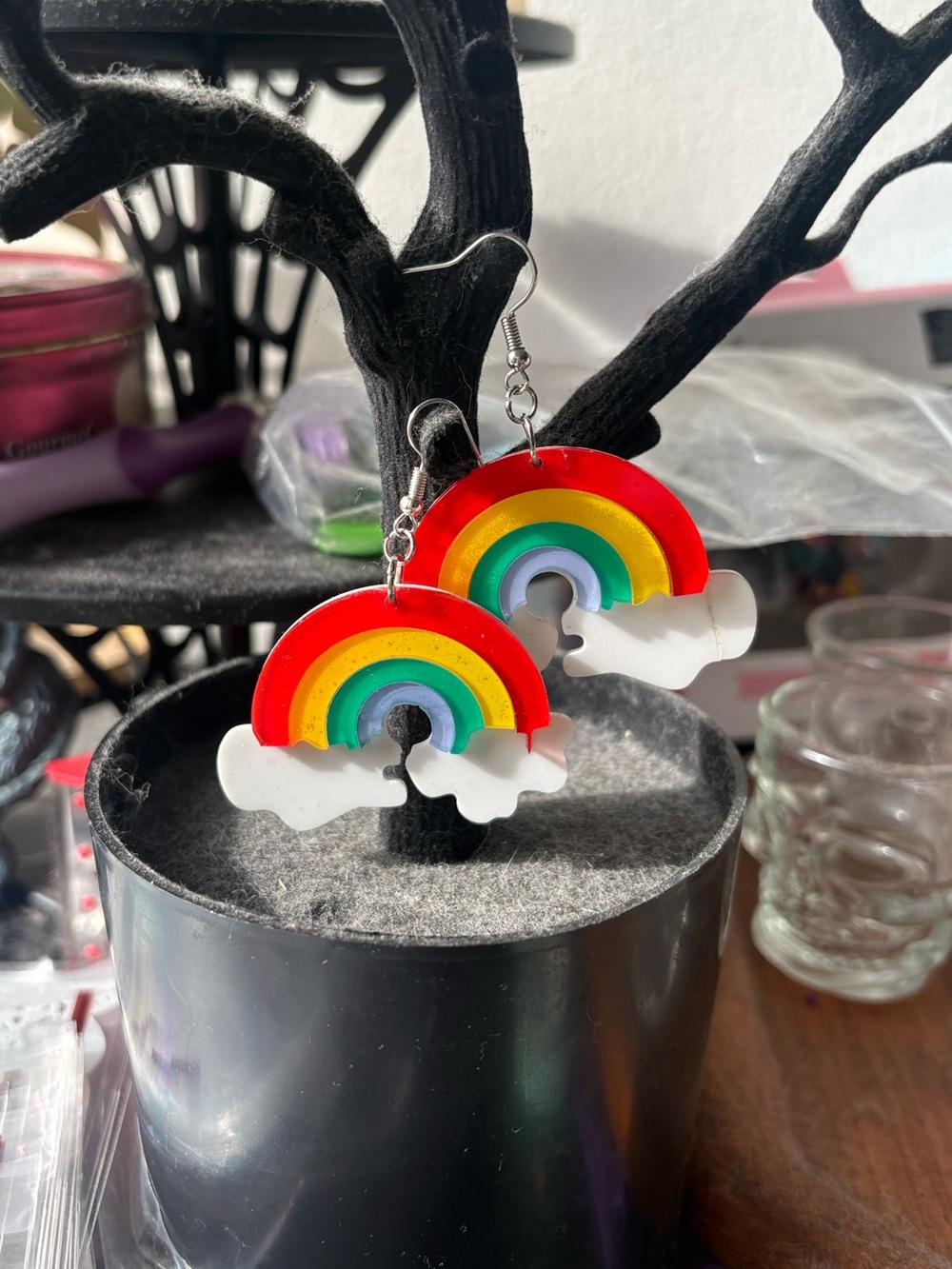 Rainbow Cloud Dangle Earrings